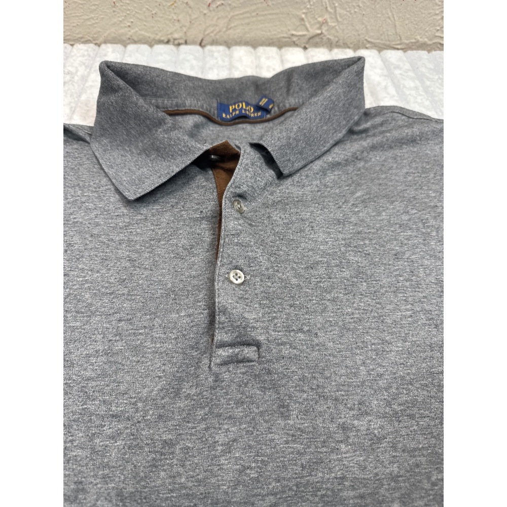Polo Ralph Lauren Mens 3XB Grey Long Sleeve Pony Logo Polo Shirt Big & Tall‎